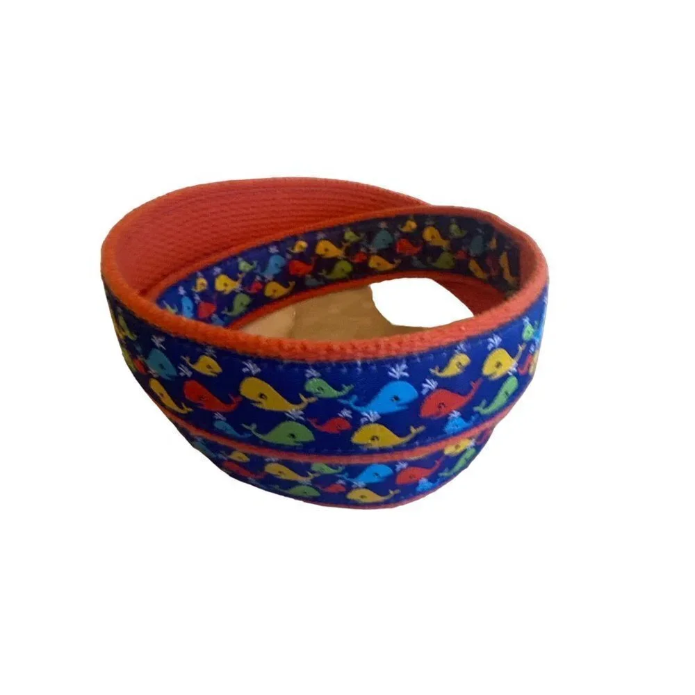 No. 27 D Ring Fabric Belt Novelty Whale Print Orange Multi Color Size‎ Small